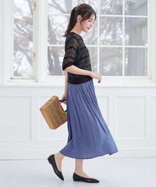 Tiaclasse 【安田美沙子さん着用】ヴィンテージサテンプリーツスカート ブルー
