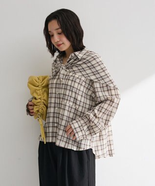 Green Parks スカーフ付チェックシャツ White