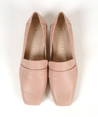 Dominic3 晴雨兼用 サイドギャザー ソフトレザーローファー ピンクベージュ