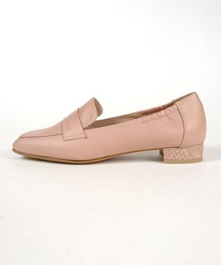 Dominic3 晴雨兼用 サイドギャザー ソフトレザーローファー ピンクベージュ