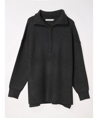 AMERICAN HOLIC バイパチハーフＺＩＰ片畦ニットプルオーバー　 Dark Gray Mixture