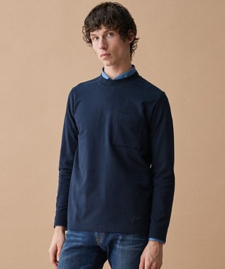 JOSEPH ABBOUD 【JAPANファブリック・日本縫製・なめらか】ミニ裏毛 カットソー ネイビー系