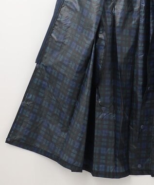 MOONBAT FLAT PURE レインコート チェック柄 リュック対応 ユニセックス 収納袋付き ネイビーブルー