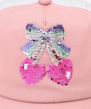 ANY KIDS スパンコール メッシュ キャップ ピンク×チェリー