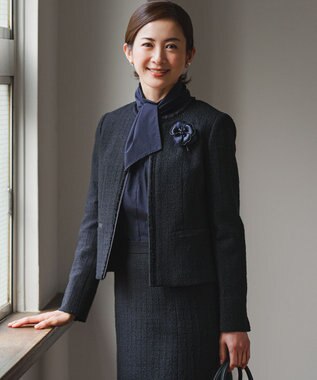 23区 【セットアップ対応】ライトシャインツイード ノーカラージャケット