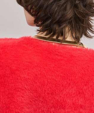 GRACE CONTINENTAL フェザーショートニットカーディガン レッド