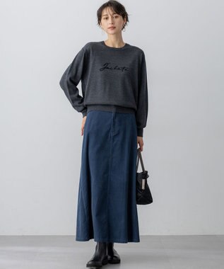 23区 S 【洗える】インターシャ ロゴ ニット グレー系