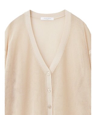 Green Parks メッシュミディ丈ニットカーディガン Ecru