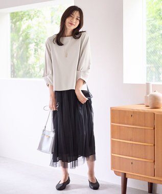 ANY L 【洗濯機可】袖タックプルオーバー サンドベージュ