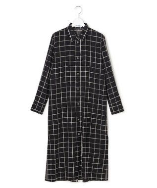 ICB L 【30th ANNIVERSARY】 ウィンドウペンプリント シャツワンピース ブラック×アイボリー