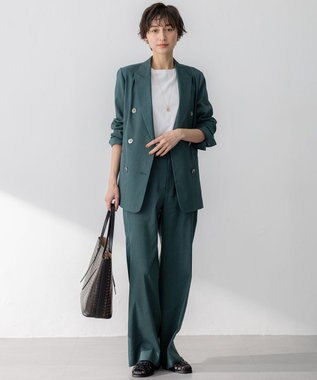 23区 【Oggi5月号掲載/洗える】リネンレーヨンストレッチ ワイド パンツ ダークグリーン系