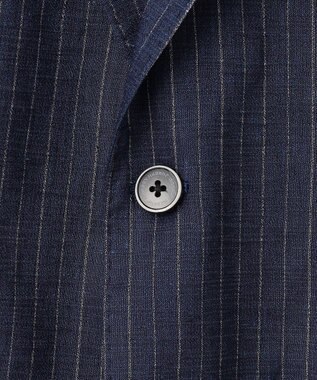 JOSEPH ABBOUD 【清涼/軽量/ストレッチ】ミックスリネンストライプジャケット ネイビー系1