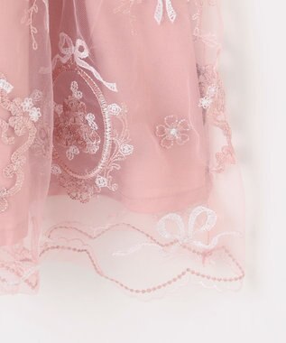 ANY KIDS バレエ刺繍チュールワンピース ホワイト×ピンク