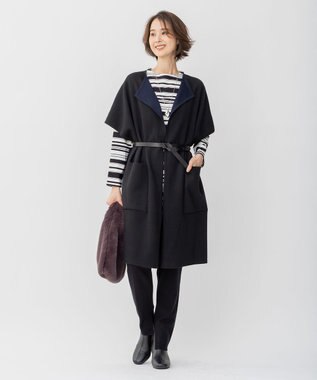 自由区 【洗える】リバーシブルニットジレ ブラック系