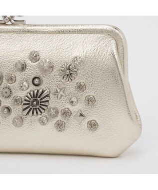 UNBILLION ペルケ perche / マルチスタッズがま口ロングウォレット ゴールド