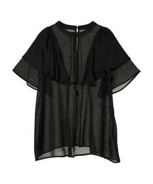AMERICAN HOLIC 接触冷感シアーフリルブラウス Black