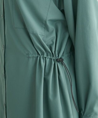 Green Parks ミディ丈ドロストシャツワンピース Green