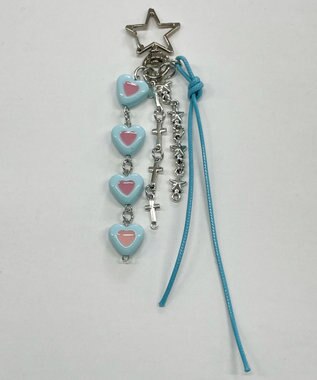 WEGO 4連カラーハートキーホルダー ブルー