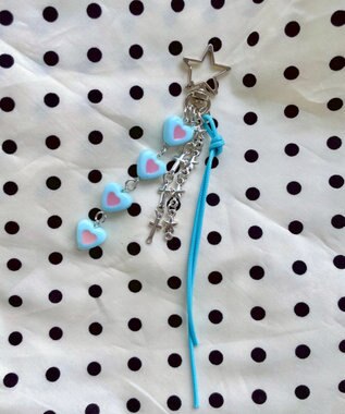 WEGO 4連カラーハートキーホルダー ブルー