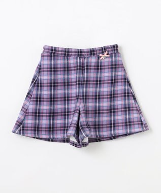 ANY KIDS 裏シャギーチェックショートパンツ ラベンダー系