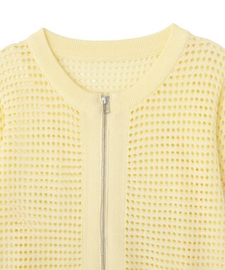 AMERICAN HOLIC 【先行予約】ジップアップメッシュニットカーディガン【WEB限定カラー有り】 Yellow