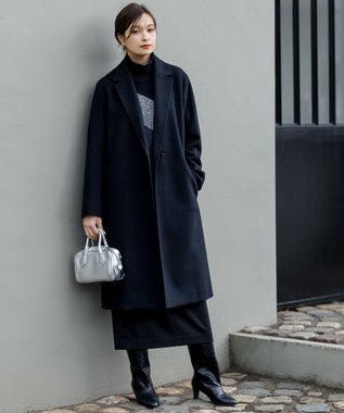 ICB L ソフトカシミヤミックス インターシャ ハイネックニット ブラック系