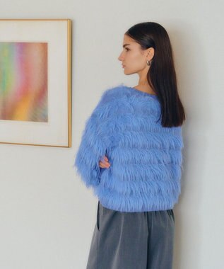 YECCA VECCA フェザーボーダーニット Blue