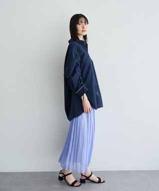 YECCA VECCA シャイニーサテンプリーツスカート Blue