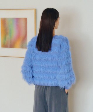 YECCA VECCA フェザーボーダーニット Blue