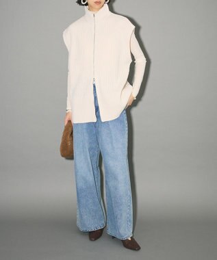 Green Parks フロントジップベスト Off White