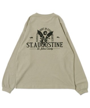 WEGO ワッフルグラフィックT（LS） ベージュその他