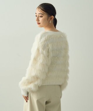 YECCA VECCA フェザーボーダーニット Ivory