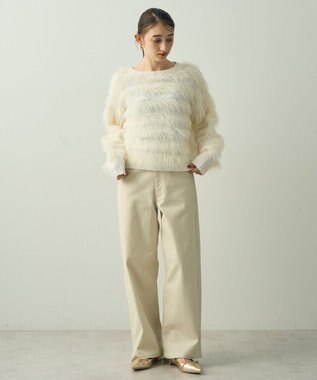 YECCA VECCA フェザーボーダーニット Ivory