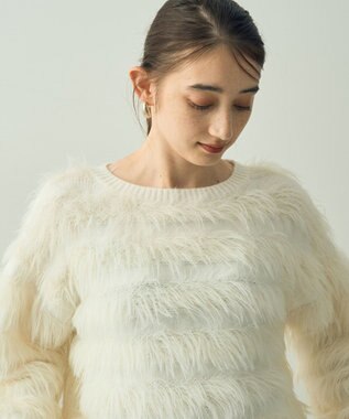 YECCA VECCA フェザーボーダーニット Ivory