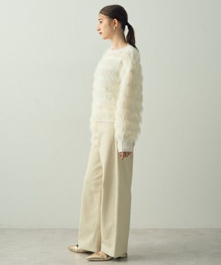 YECCA VECCA フェザーボーダーニット Ivory