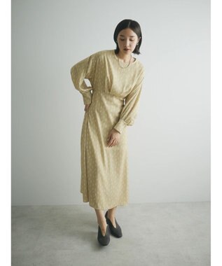 Green Parks armonia．スクエアドットプリントタックワンピース Yellow