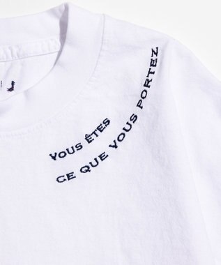 LENO EMBROIDERY  T-SHIRT / 刺繍Tシャツ WHITE×BLUE