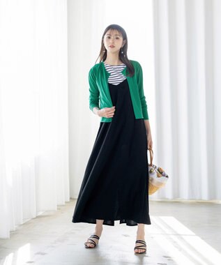 Tiaclasse 【洗える】長袖サマーニットカーディガン ダークグリーン