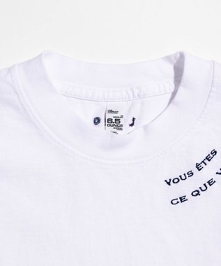 LENO EMBROIDERY  T-SHIRT / 刺繍Tシャツ WHITE×BLUE