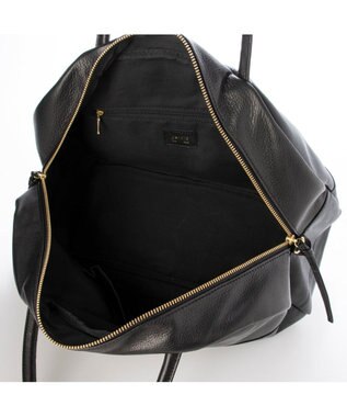 UNBILLION ペルケ perche / ガーメントレザー・サスティナブル2wayハーフムーンボストン ブラック