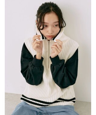 earth music&ecology ハーフジップニットベスト