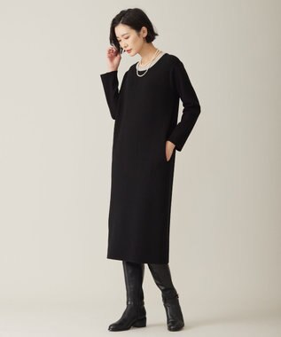 J.PRESS LADIES L 【WEB限定カラーあり・洗える】TRIM RAYON STRETCH ニット ワンピース ブラック系