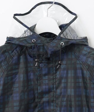 MOONBAT FLAT PURE レインコート チェック柄 リュック対応 ユニセックス 収納袋付き ネイビーブルー