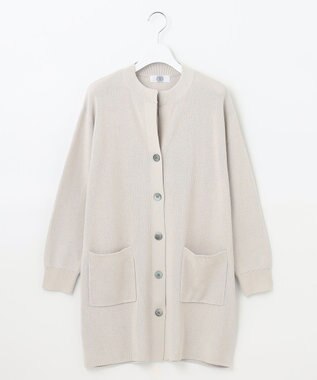 J.PRESS LADIES 【洗える】 ガスコットンアウター キーネック カーディガン ライトグレー系