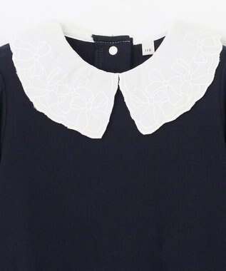 ANY KIDS 襟 刺繍 カットソー ネイビー