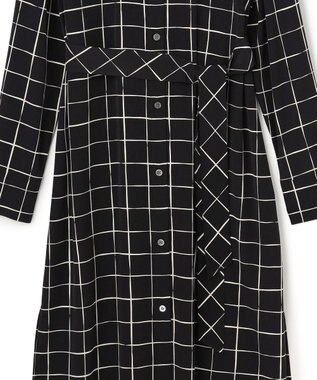 ICB L 【30th ANNIVERSARY】 ウィンドウペンプリント シャツワンピース ブラック×アイボリー