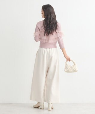 earth music&ecology 胸元チュールドッキングニットプルオーバー Pink