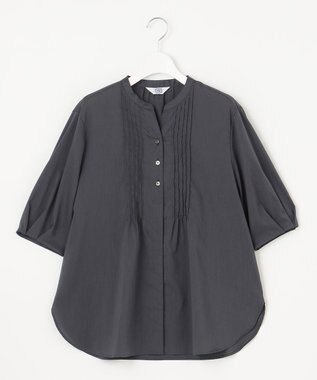 J.PRESS LADIES 【洗える】ラミーポプリン 前開き ブラウス スレート系