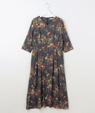 自由区 【洗える】フラワーガーデンプリント ワンピース スレート