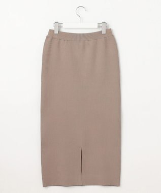 自由区 L 【洗える】リブストレッチタイト スカート モカ